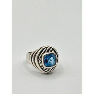 Vintage Sterling Silver Blue Topaz Ring Size 7.5
